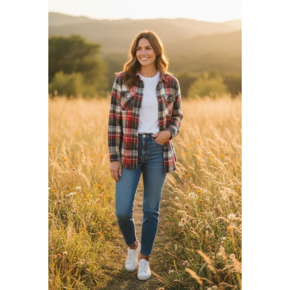 Duluth Trading Free Swingin'‎ Heavy Flannel Plaid Shirt Women's 1X